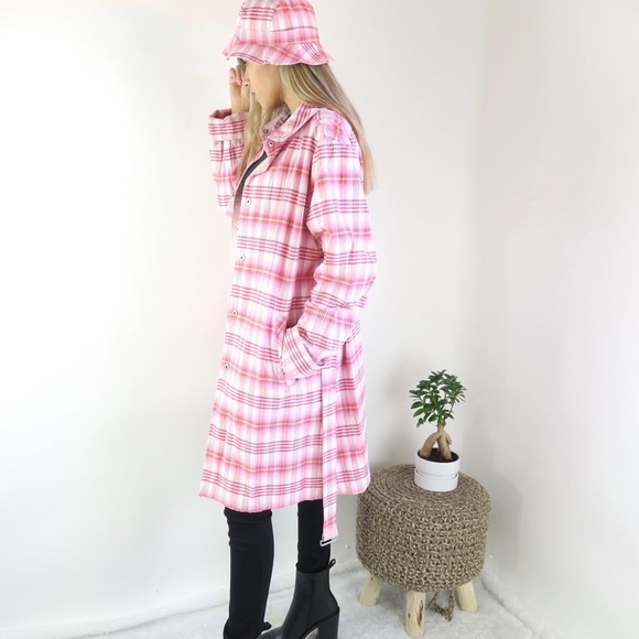 Bernardo Jackets & Blazers - Bernardo Plaid Reversible Trench Coat In Pink